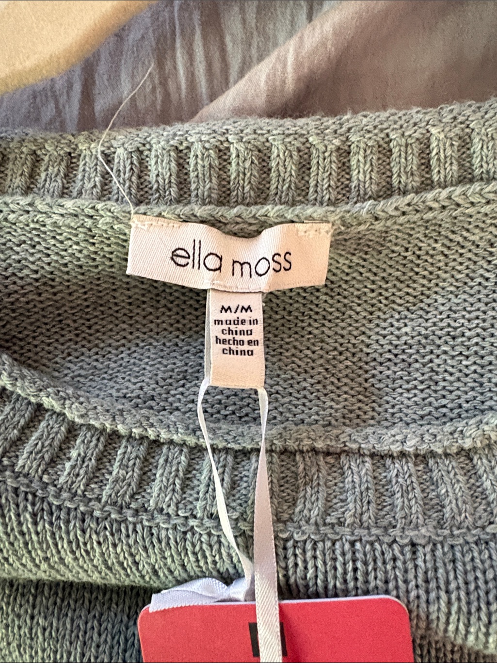 Ella Moss Sweater Crewneck Pullover Sage Green Medium Nwt — image 2 of 8